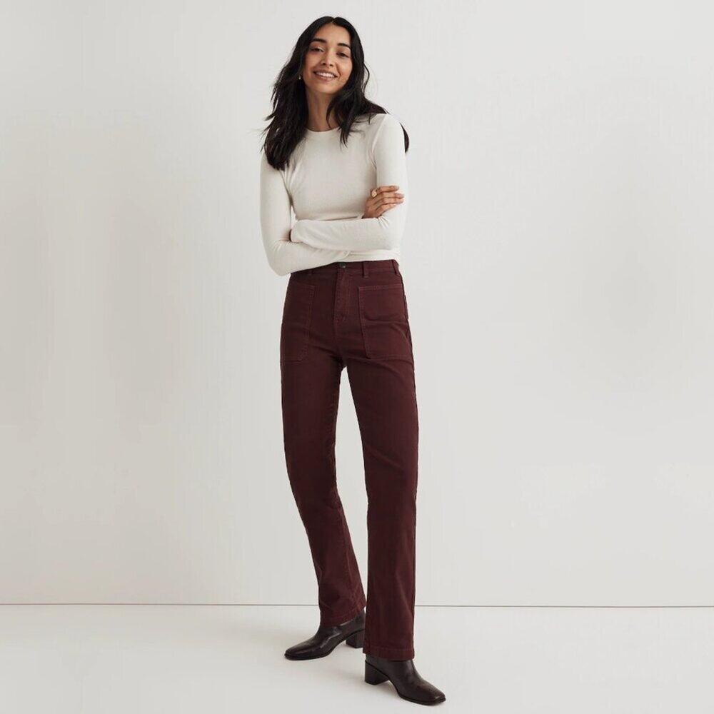 2/$30 Madewell The '90s Straight Utility Pant Canvas Dark Cabernet #A0249 TRB2